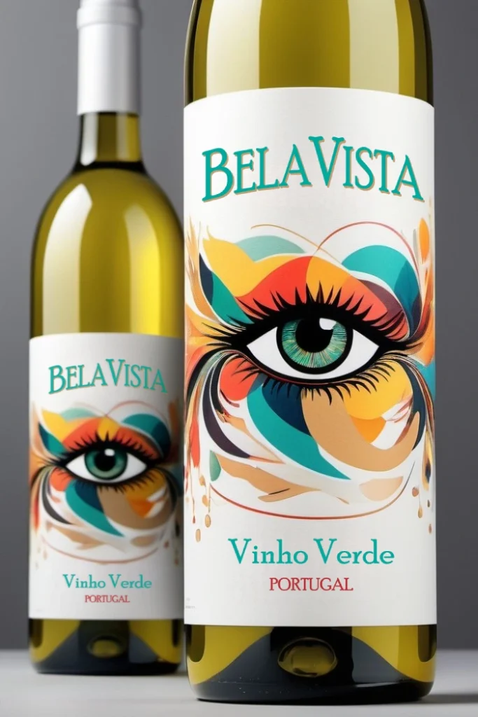 Produção de rótulos para indústria vitivinícola com materiais premium – RCM Etiquetas garrafa de vinho verde com acabamento especial de verniz UV.