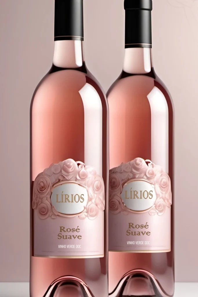 Rótulo de vinho com acabamento hot-stamping produzido pela RCM Etiquetas para garrafa de vinho Rosé.